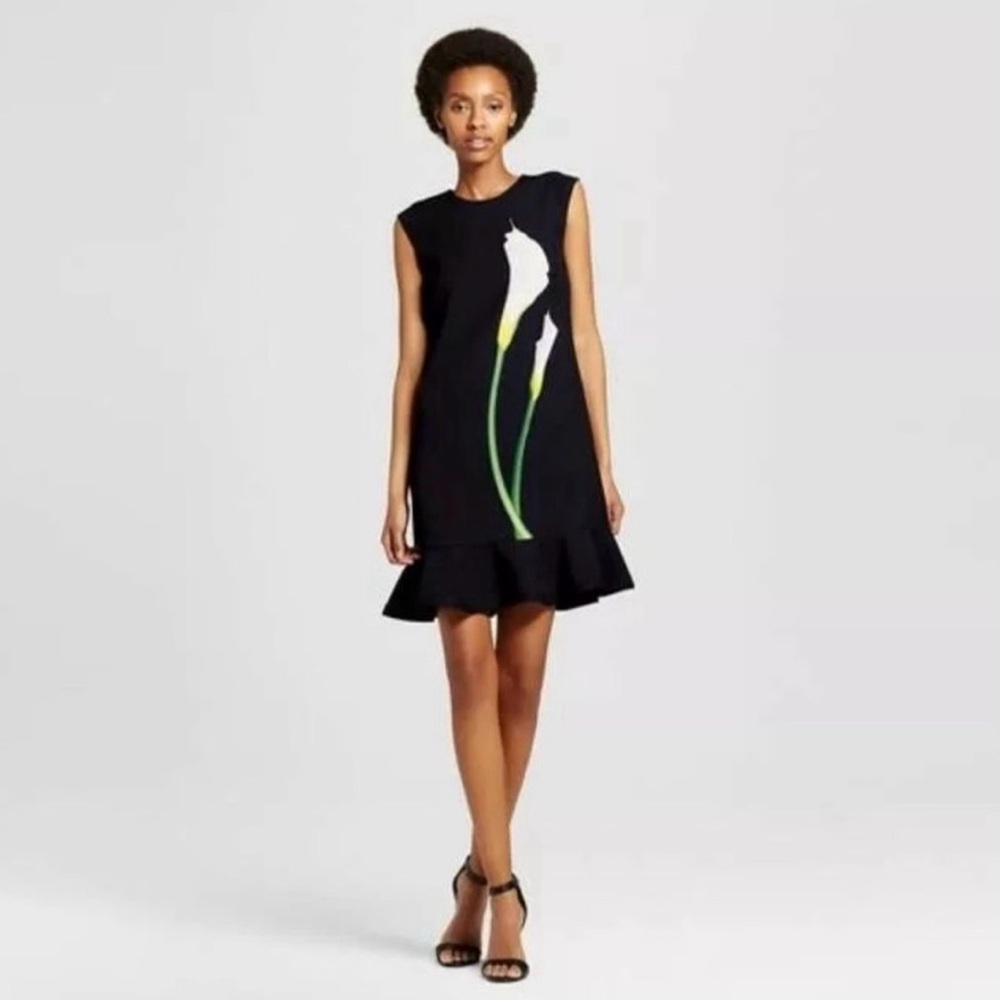 Victoria Beckham for Target Calla Lily Satin Shift Dress in Black Sz XS
